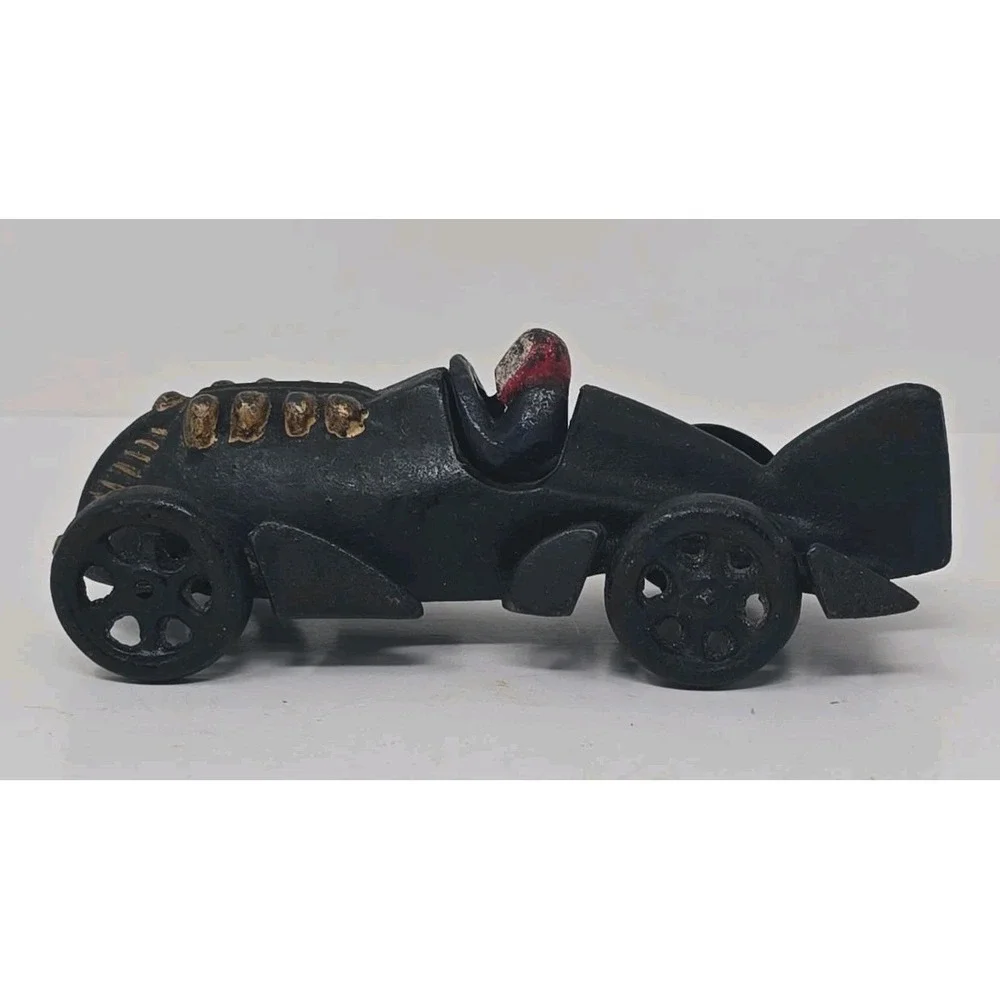 Vtg Hubley Cast Iron Toy Arcade Boat Tail Race Car & Driver Hubley Embossed U104
